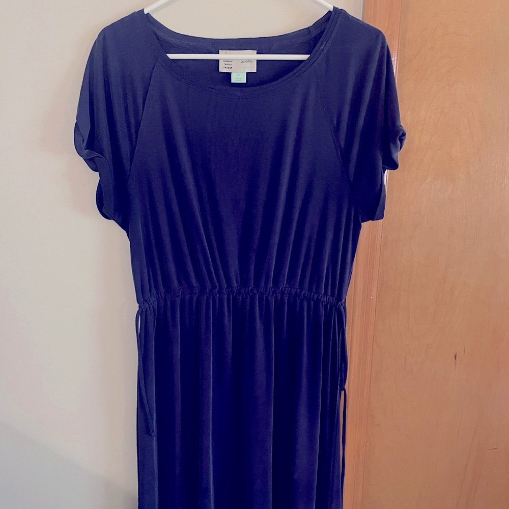 Anthropologie blue corduroy short sleeve dress EUC
